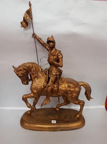 null Jeanne d'Arc à cheval, fonte de fer, Ht 60 cm