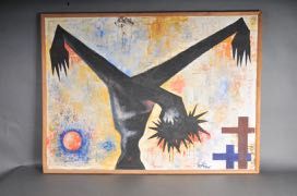 null Henri FUSS (1930-1985) - Le Christ, HST, 91x125 cm 