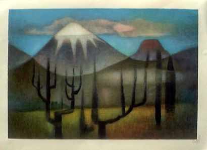 null TOFFOLI "Montagnes mexicaines" - Lithographie originale signée en bas à droite...