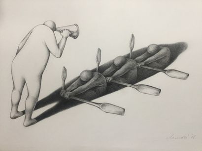 null MANDIC Stevo, "Galériens", crayon, 72 x 50,5 cm