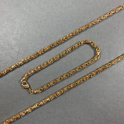 Collier et bracelet pouvant former sautoir CHRISTIAN DIOR in gilded metal with columnar...