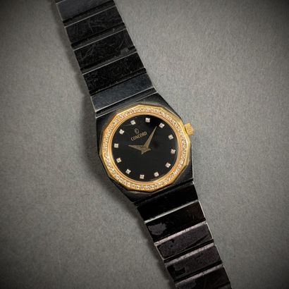 Montre-bracelet CONCORD Mariner SG in PVD steel, quartz, black diamond dial signed...