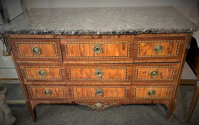 Chest of drawers, Louis XVI style, inlaid...