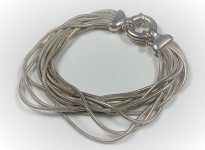 null Bracelet in silver 925 composed of fourteen intertwined strands, length 18 cm,...