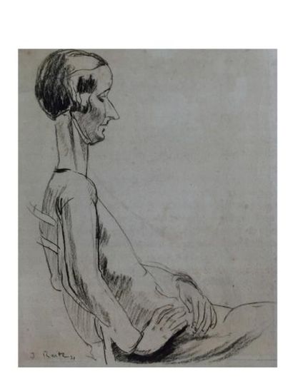 John REITZ, 1899-1982 [CH] «Femme assise sur sa chaise»,1931, dessin au fusain (...