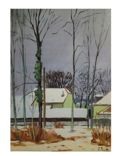 John REITZ, 1899-1982 [CH] «A la lisière du bosquet», gouache ( 49x39 cm). Signé...