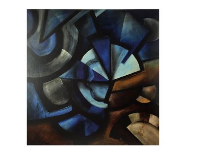 John REITZ, 1899-1982 [CH] «Construction: le bois et le ciel», gouache ( 33x32 cm)....