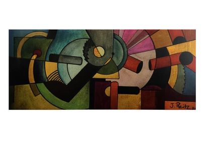 John REITZ, 1899-1982 [CH] «Construction: s'échapper», 1931, gouache ( 17x36 cm)....