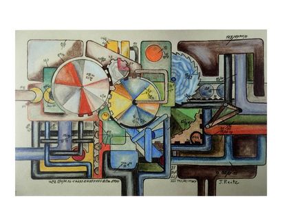 John REITZ, 1899-1982 [CH] «Construction: schéma mécanique à complication», dessin...