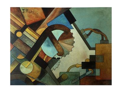 John REITZ, 1899-1982 [CH] «Construction: en dent de scie 3», gouache ( 35x45 cm)....