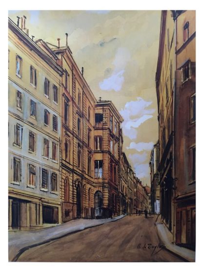 Charles de ZIEGLER, 1890-1962 [CH] «Rue de l'Hôtel-de-Ville», aquarelle ( 62x47 cm)....