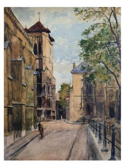 Charles de ZIEGLER, 1890-1962 [CH] «La cathédrale Saint-Pierre», aquarelle ( 74x55...