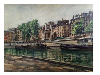 Charles de ZIEGLER, 1890-1962 [CH] «Quai des Grands-Augustin», Paris, 1952, aquarelle...