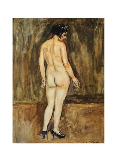 Charles de ZIEGLER, 1890-1962 [CH] «Femme nue aux souliers noirs», aquarelle ( 64x49...