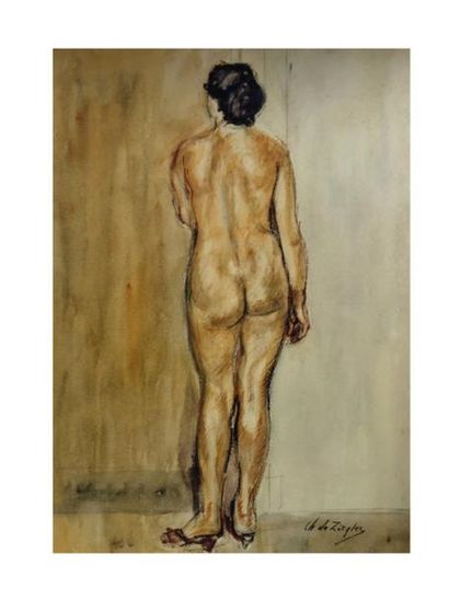 Charles de ZIEGLER, 1890-1962 [CH] «Femme nue vue de dos», aquarelle ( 62x44 cm)....
