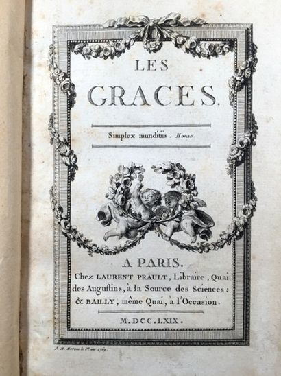 ANNE-GABRIEL MEUNIER DE QUERLON «Les Grâces», 1769, (21x15 cm). A Paris chez Laurent...