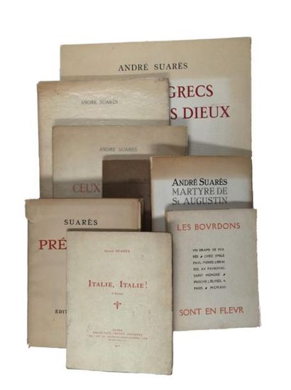 André SUARÈS Lot de 8 volumes: «Temples grecques, Maisons des Dieux», 1937, A Paris...