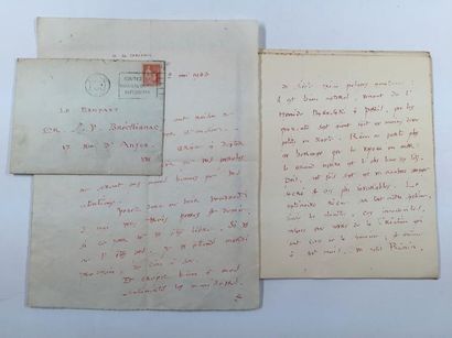 André SUARÈS Manuscrit autographe «Lettre d'André Suarès à Edouard Champion», 12...