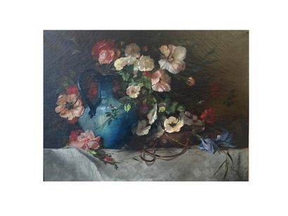 Alexander Von Soldenhoff «Le bouquet de fleurs», peinture morte, Ecole Suisse, huile...
