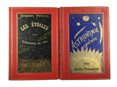 CAMILLE FLAMMARION Lot de 2 volumes: «Astronomie populaire», 1890, in 4, Paris, C....