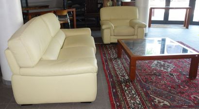 null ROCHE BOBOIS
15- Canapé cuir et un fauteuil