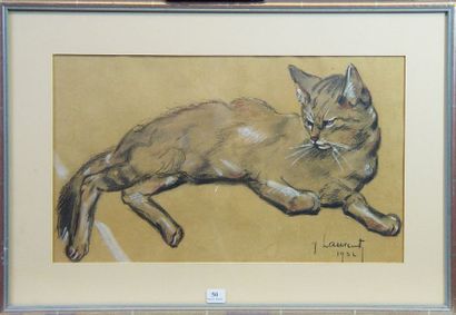 null 50- J. LAURENT

''Le chat''

Dessin rehaussé signé en bas à droite et daté 1932

24...