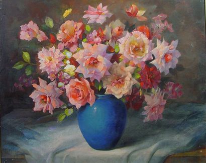 null 67- Georges JESSEN

''Vase de roses''

Huile sur toile signée au dos

63 x 81...