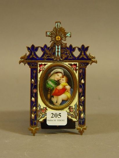 null 205- ''Vierge et Enfant''

Miniature

Cadre émaillé

12 x 8 cm