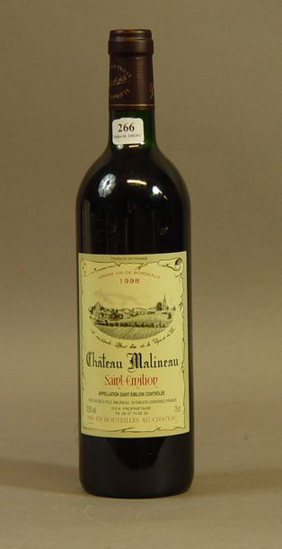 null 266- 1 bouteille de Château Malineau Saint Emilion 1998