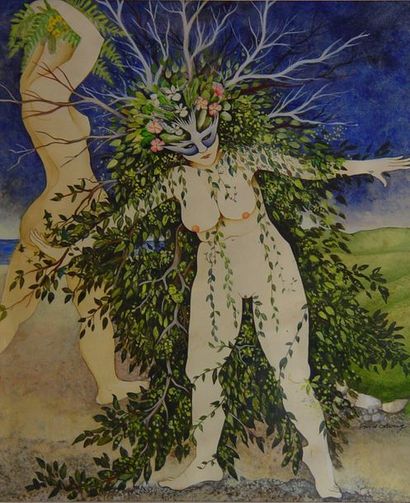 null 90- M. LUNG

''Femmes arbres''

Aquarelle signée en bas à droite

39 x 32 c...