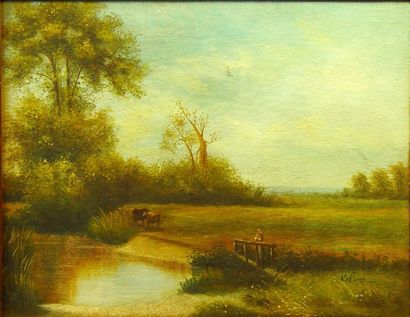 null 12- French School

"The pond

Oil on marouflée canvas signed in the lower right...