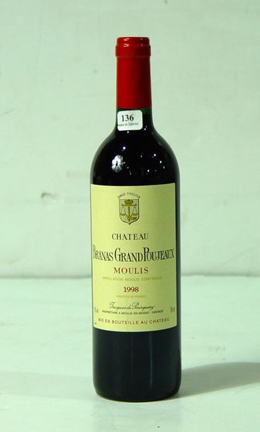 null 136- 6 bouteilles de Château Branas Grand Poujeaux 1998