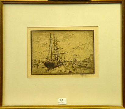 null 27- L. WILLAUME

''Voilier à quai''

Dessin signé en bas à droite

12 x 17 ...