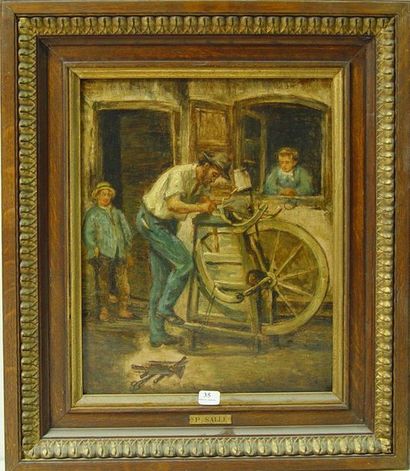 null 35- P. SALLE

"The Grinder

Oil on canvas signed in the lower right corner

34...