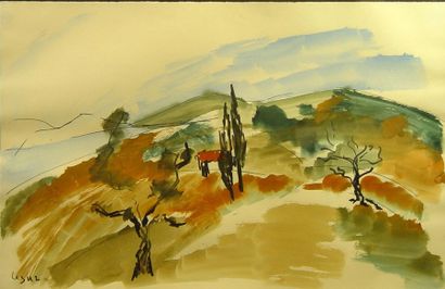null 4- Claude LESUR

"Landscape of Provence

Watercolour signed in the lower left...