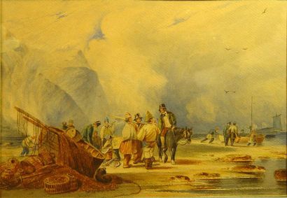 null 55- Ecole Française XIXème siècle

''Retour des pêcheurs sur la plage''

Dessin...