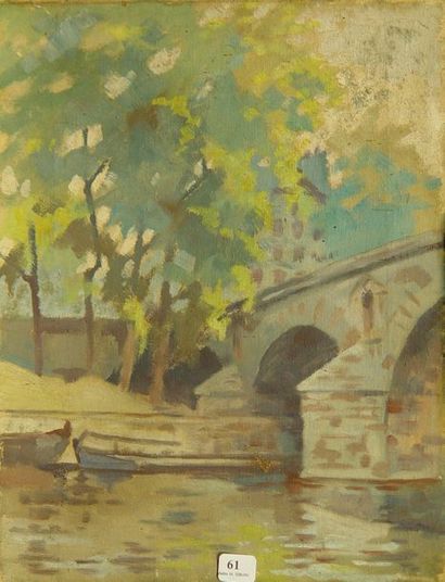 null 61- Jean DUGRENOT

''Le pont Marie''

Huile sur toile non signée et datée juin...