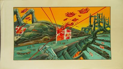 null 80- Suite of four lithographs by FRANCE RAIL by:

FOREST: n° 102/350 (tasks)

MOEBIUS:...