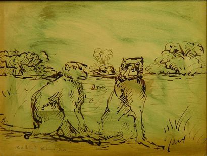 null 97- Edmund Swan CUTHBERT

''Etude des singes''

Dessin à l'encre de Chine aquarellé...