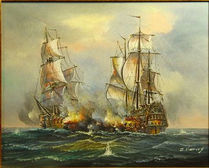 null 25- John HARVEY

''Bataille navale''

Huile sur toile signée en bas à droite

32...