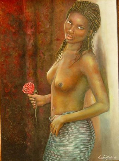 null 35- Leonardo CAPOSIENA

"Young lady with a rose

Oil on canvas signed lower...