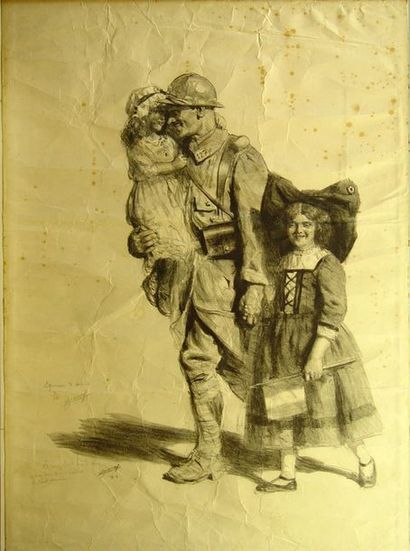 null 42- ANAF

''Soldat et jeunes filles''

Lithographie E.A. numérotée 3/10, signée...