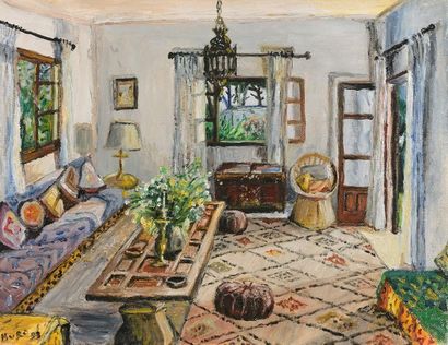  13- HURO 
''Country living room''. 
Oil on canvas marouflaged 
26 x 34 cm