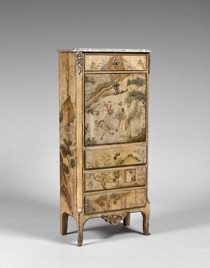 160- Wooden secretary with flap lacquered...