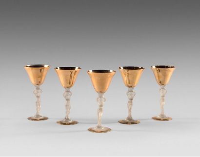 180- Set of 5 crystal glasses with women...