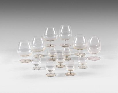 191- 6 cognac glasses and 7 crystal liqueur...