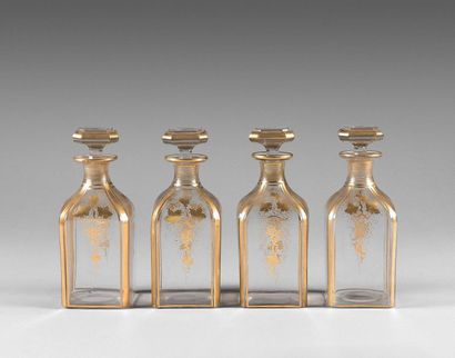193- 4 enamelled glass flasks decorated with...