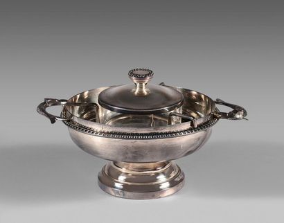 232- Caviar dish in silver plated metal 
D:...