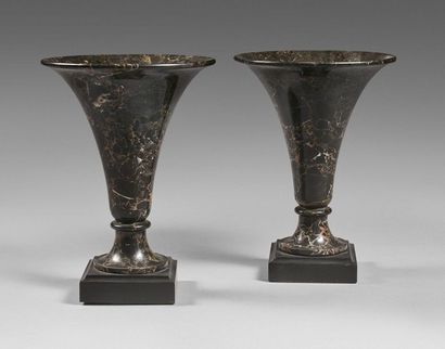 54- Pair of Portor marble cone vases 
H:...