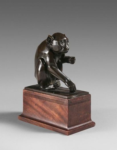 null 60- Wilhem KRIEGER

''Singe''

Bronze patiné

Socle en bois

H : 12 cm (20 cm...